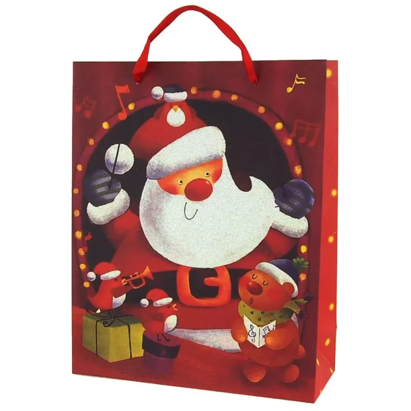 santa friends christmas glitter gift bag 12 5