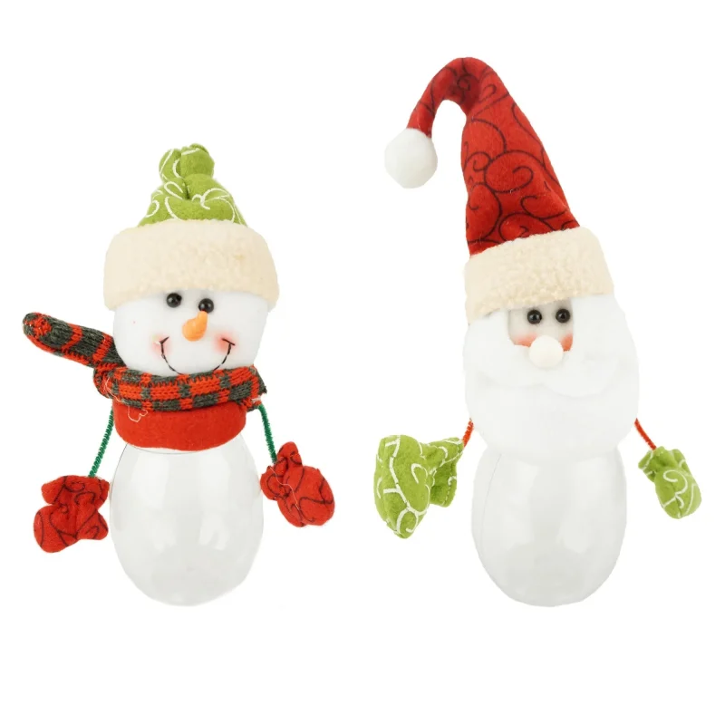 santa snowman plush candy jars 8 2 piece set