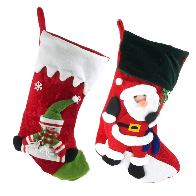 santa snowman stocking set 16 2 piece holiday decor