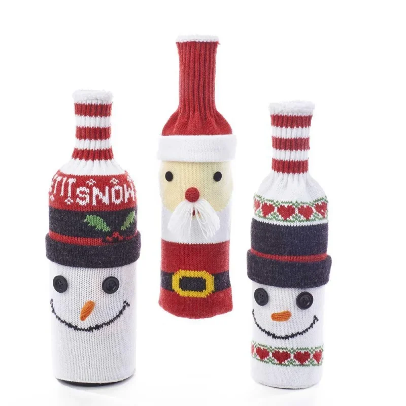 santa snowmen wine bottle sleeves 14 inch 3 pack