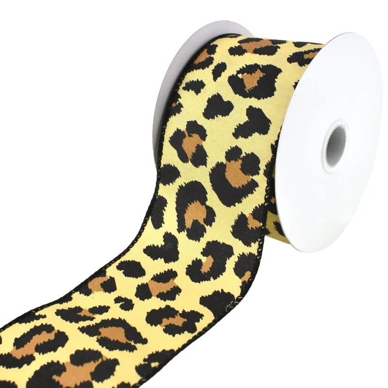 sassy leopard print wired ribbon 2 5 x 10 yards