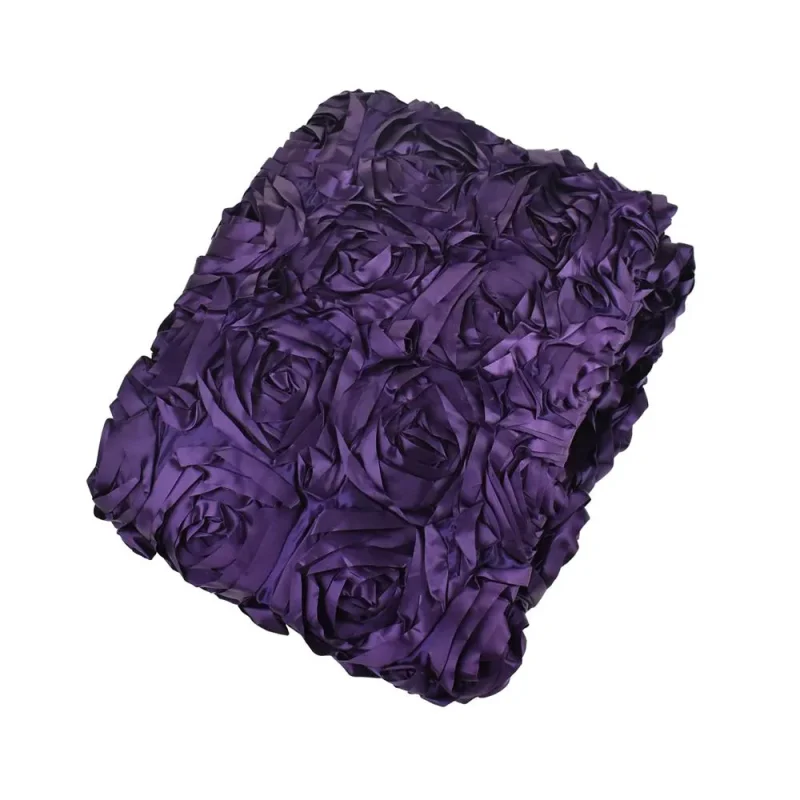 satin eggplant rosette table runner 72 x 72 serged edge