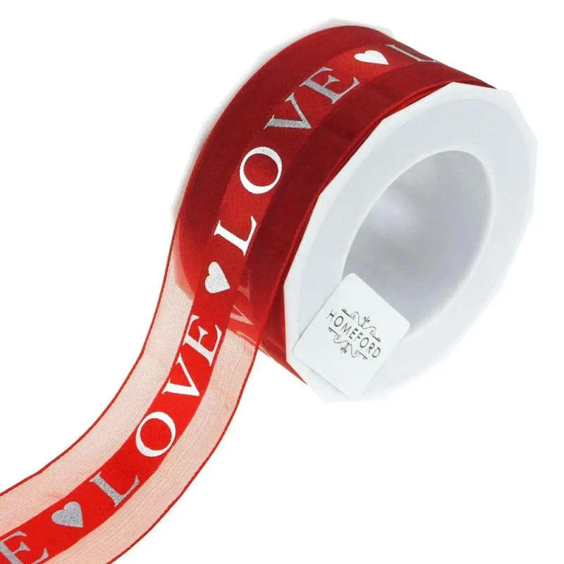 satin organza ribbon 1 5 love heart design 20 yards