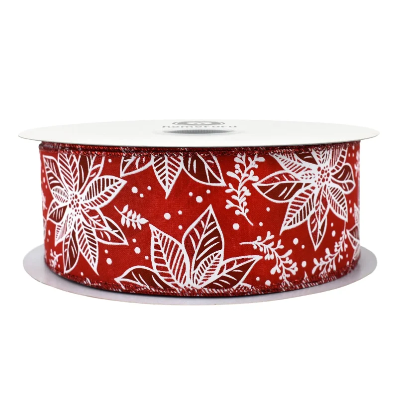 satin poinsettia wired ribbon 2 5 x 50yd christmas decor