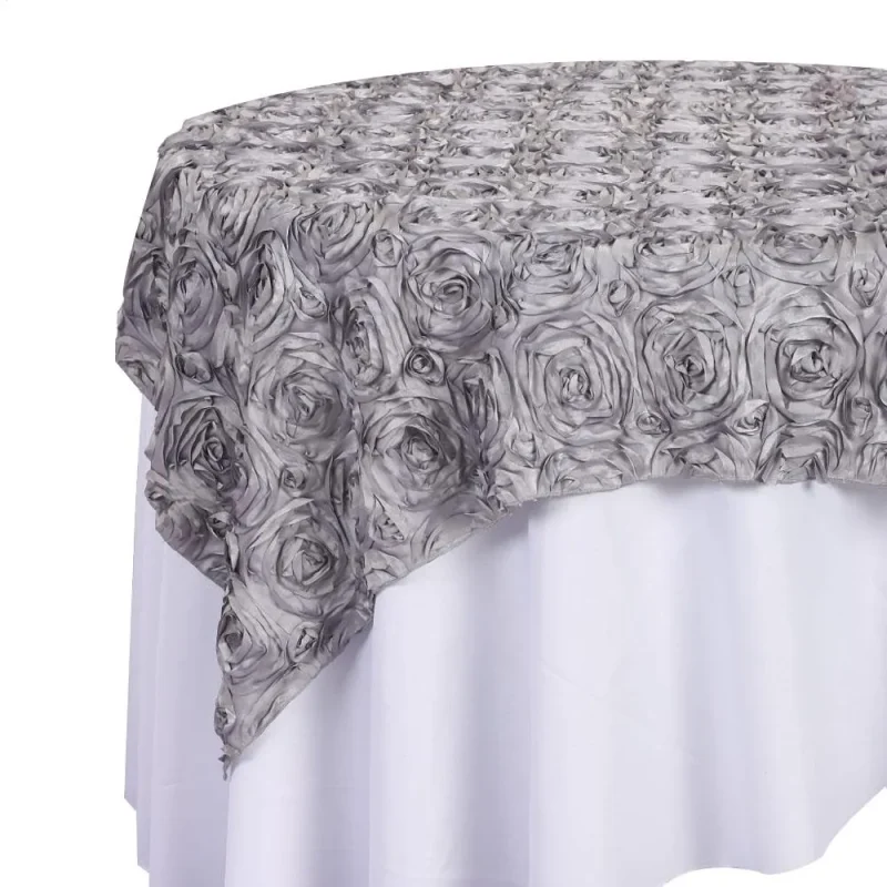 satin rosette 72 x 72 table overlay with serged edge