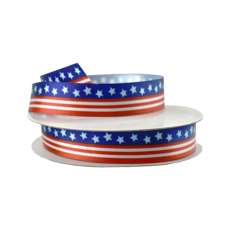 satin satin ribbon 5 8 x 10 yards stars stripes flag design