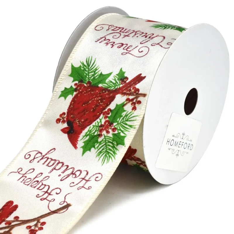 satin wired christmas ribbon 2 5 inches x 10 yards cardinal greetings