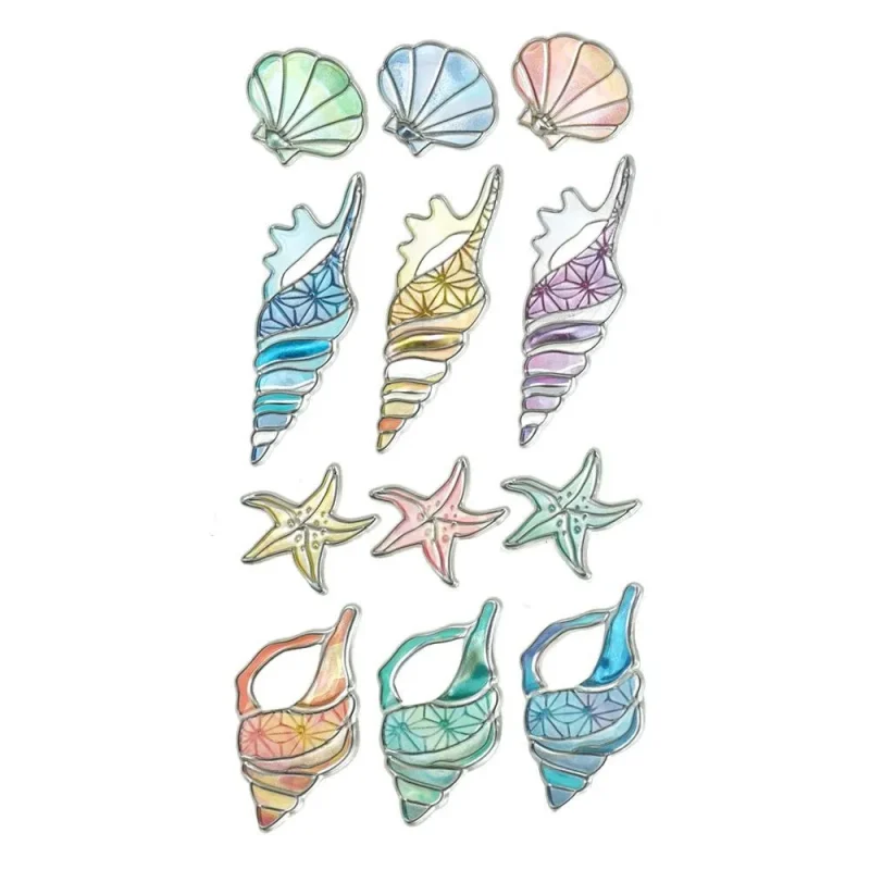 seashell foil craft stickers 12 pack