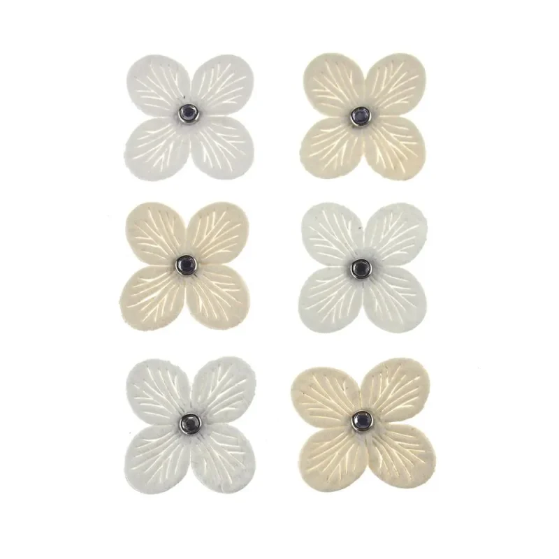 self adhesive cream flower stickers 1 5 inch 6 pack