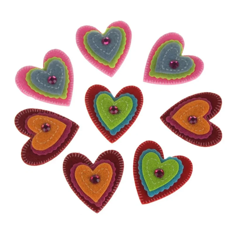 self adhesive felt gem hearts die cuts 1 5 8 pack