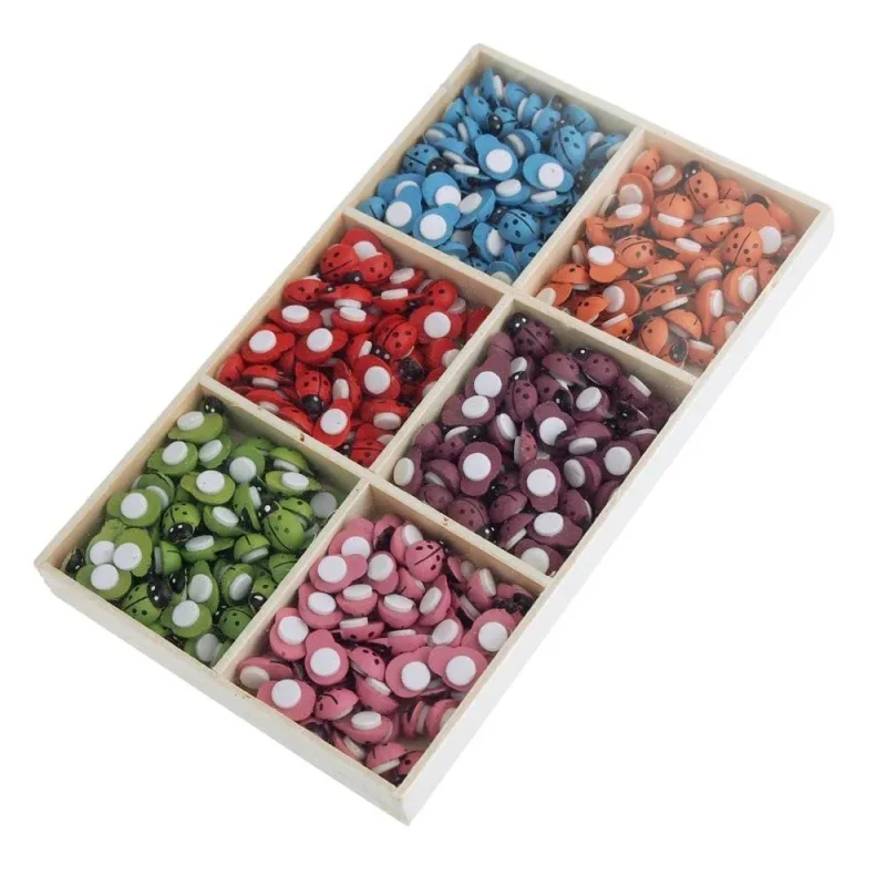 self adhesive lady bug wooden favors 6 colors 360 piece pack