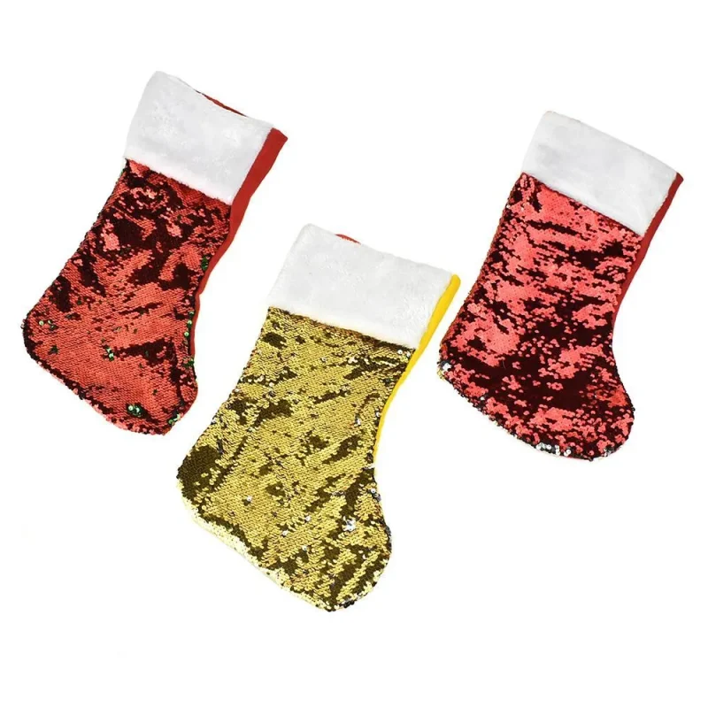 sequin 17 inch christmas stockings 2 pack dual sided design