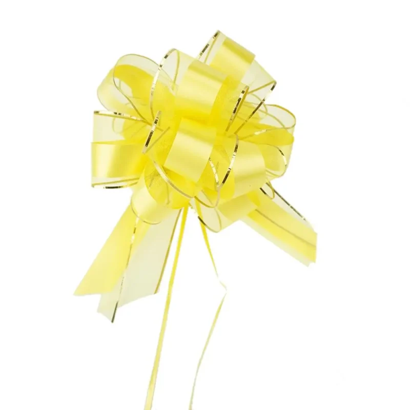 sheer satin bow in yellow 9 inch