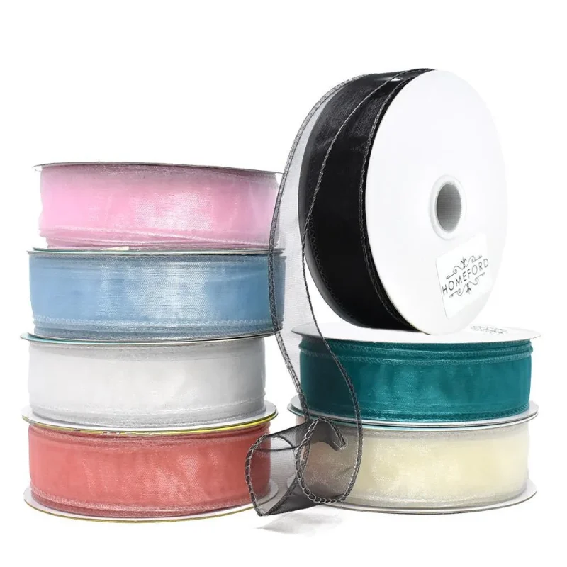 sheer wired chiffon ribbon 1 x 25 yards