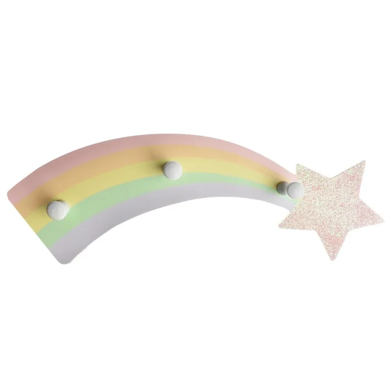 shooting star rainbow wall hook 14 5 wooden plaque