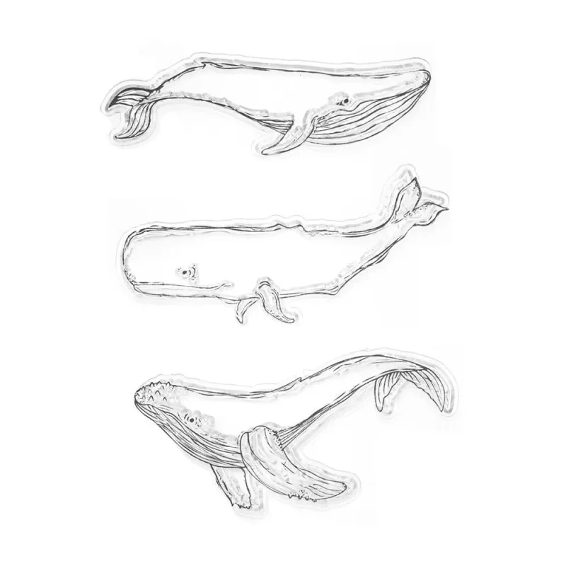 silicone clear whale stamps 3 piece set