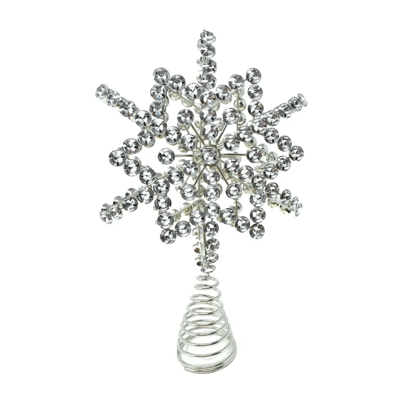 silver 10 inch christmas tree topper with bling