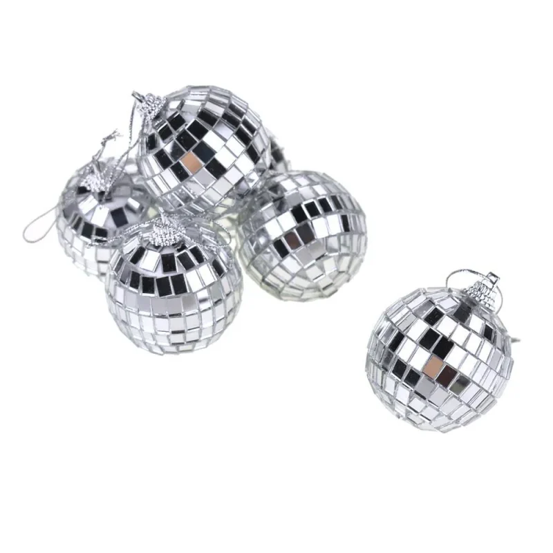 silver 2 hanging disco ball mirrors set of 6