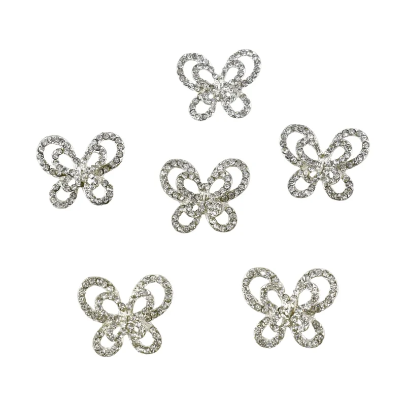 silver butterfly charm pins 1 set of 6