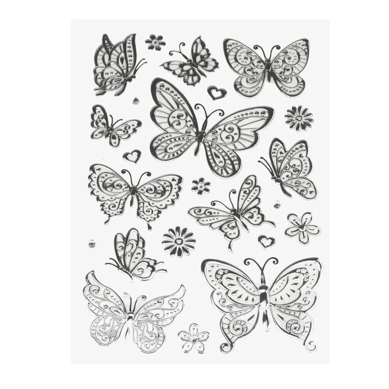 silver butterfly foil stickers 23 pack