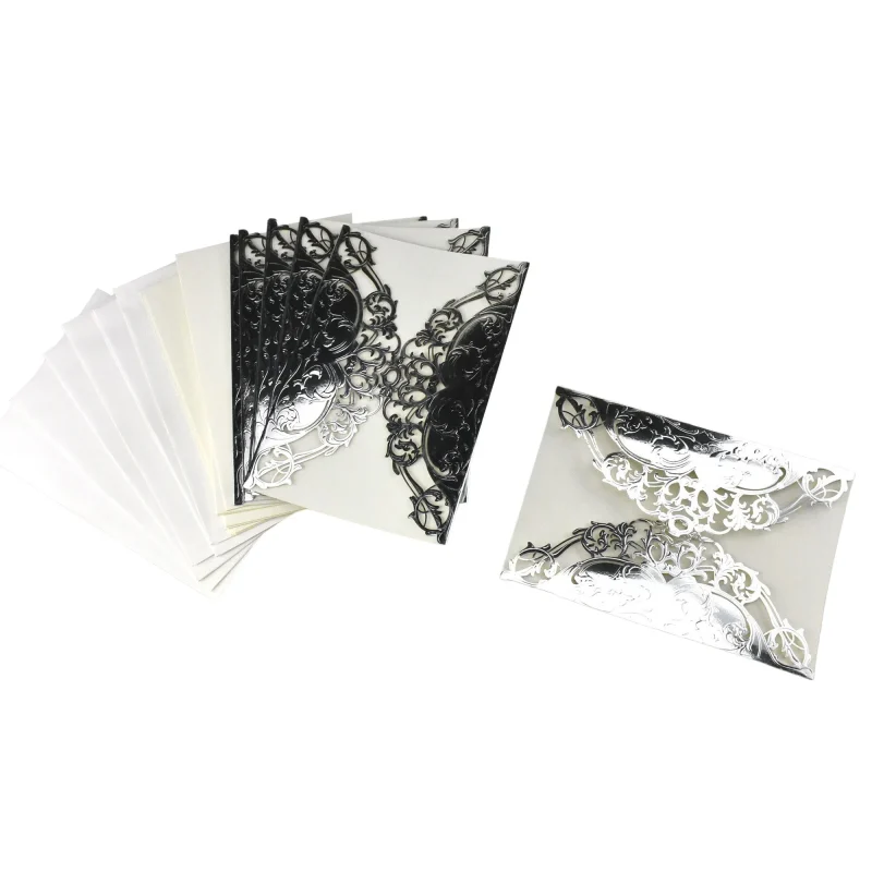 silver filigree envelope party invitations 7 3 4 inch 8 pack