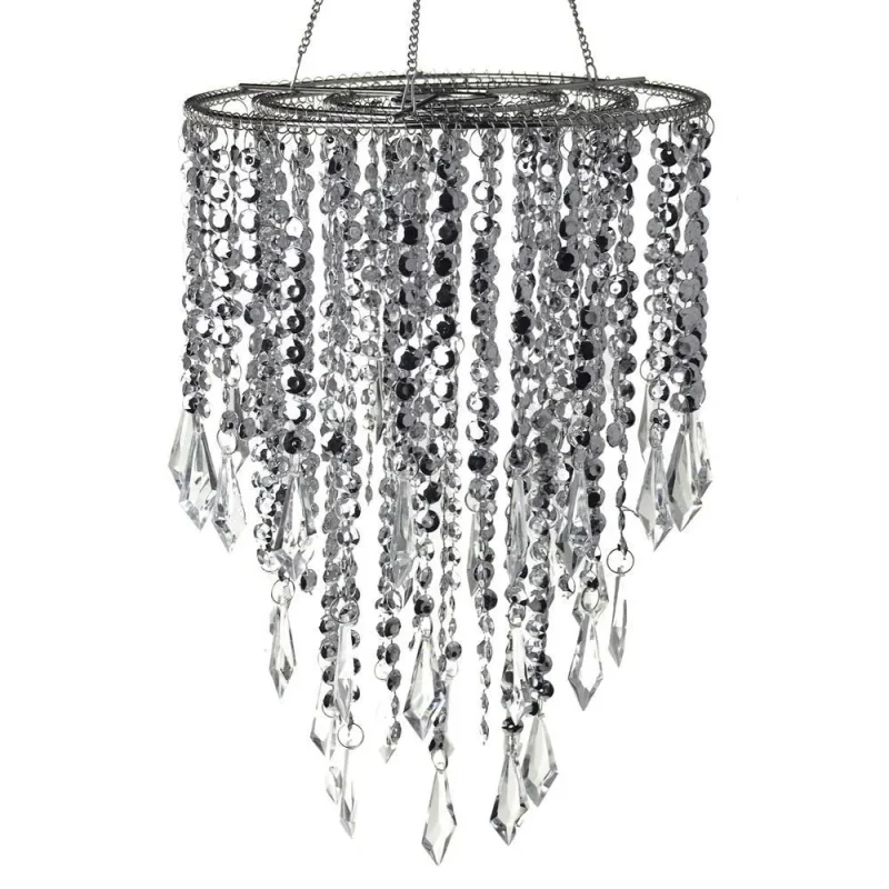 silver icicle crystal chandelier 10 5 inch hanging beaded design