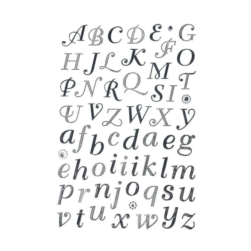 silver italic foil alphabet stickers 1 62 pack