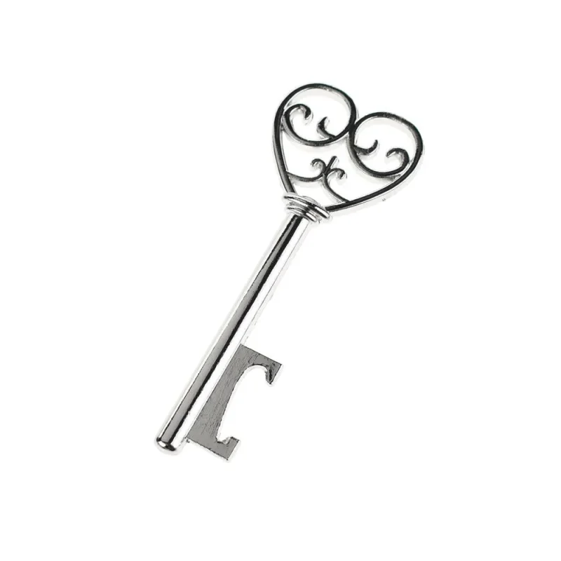 silver metal heart key bottle opener 4 inch