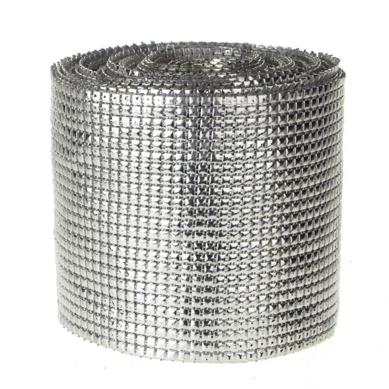 silver metallic mesh wrap ribbon 4 3 4 x 10 yards square design