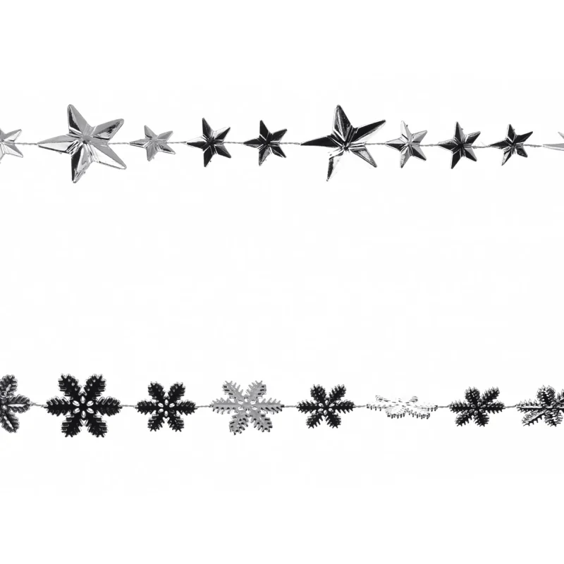 silver metallic snowflake star christmas garlands 84 inch 2 pack