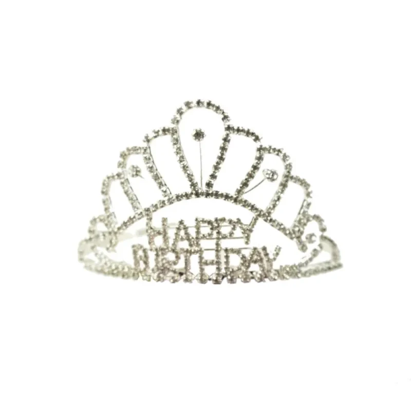 silver rhinestone birthday tiara 3 inch