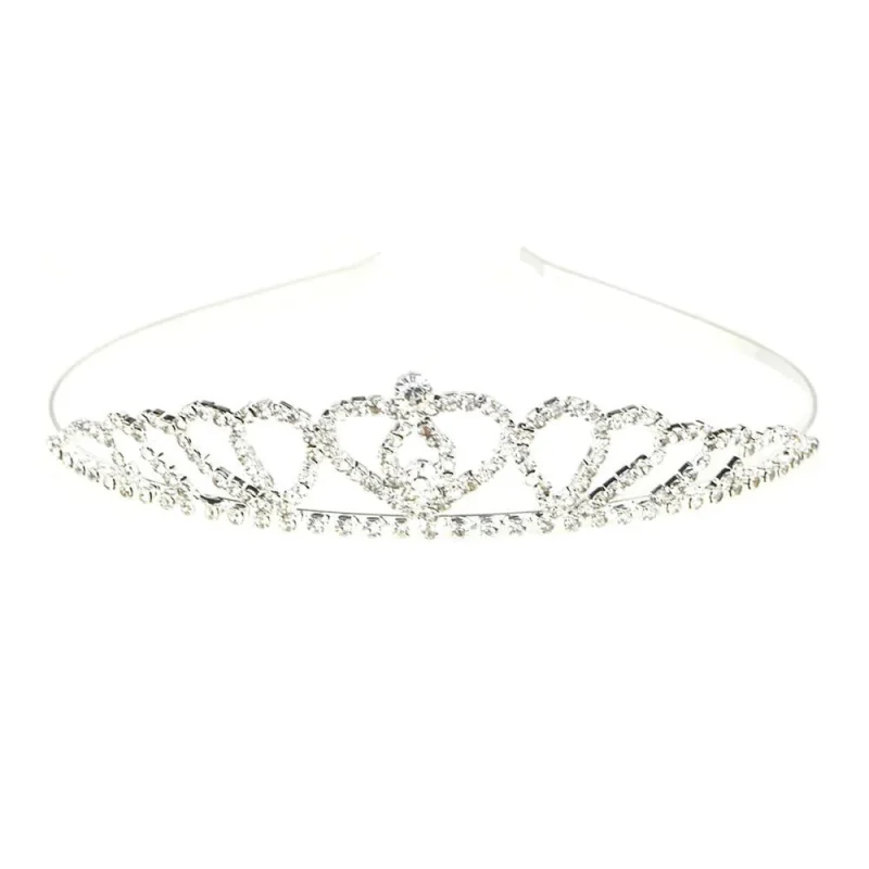 silver rhinestone heart tiara crown 1 inch