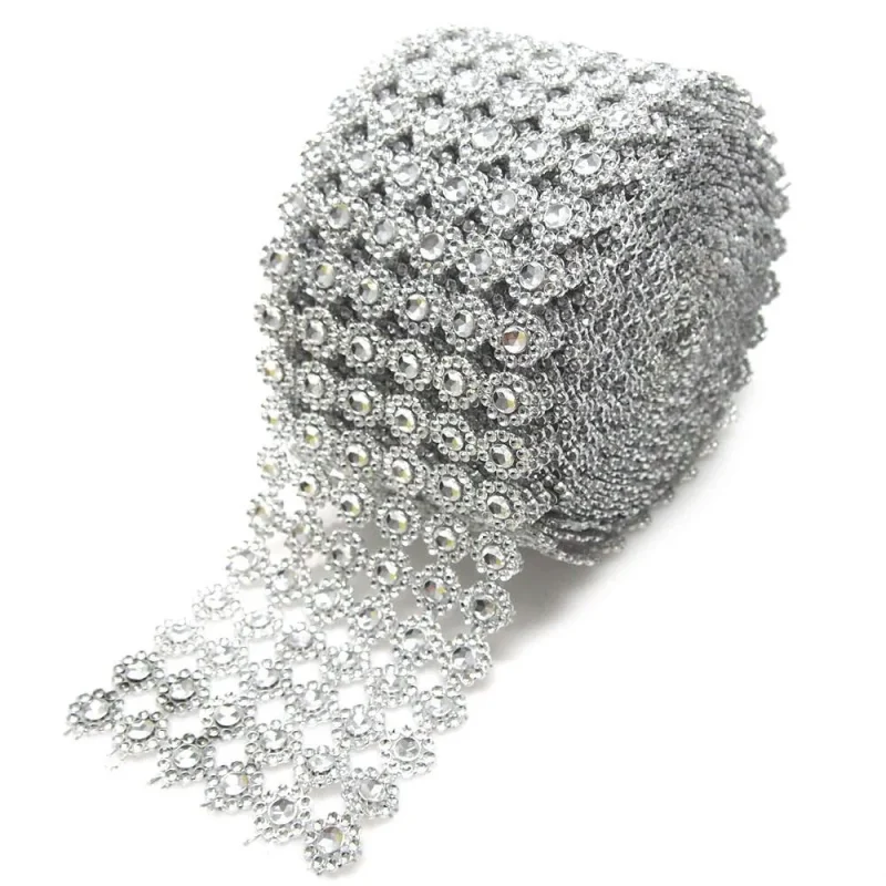 silver rhinestone mesh wrap ribbon 4 x 10 yards