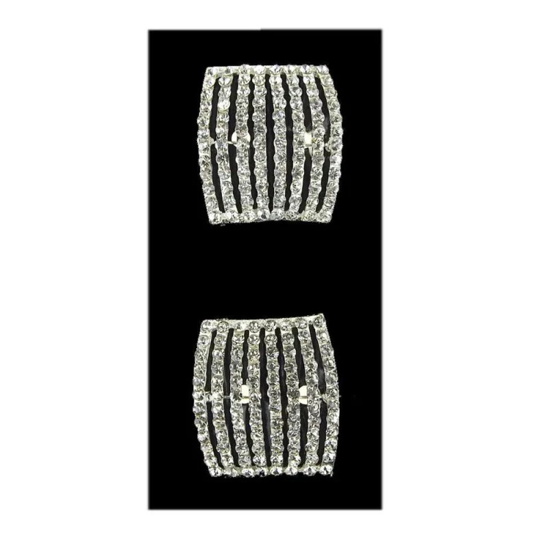 silver rhinestone rectangle brooches 2 piece 1 3 4 inch