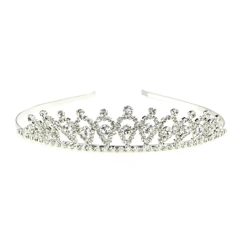 silver rhinestone tiara crown 1 inch elegant gwyneth design