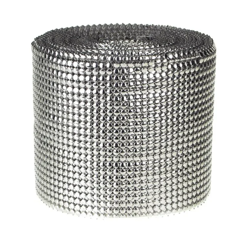 silver round bead mesh wrap ribbon 4 3 4 10 yards