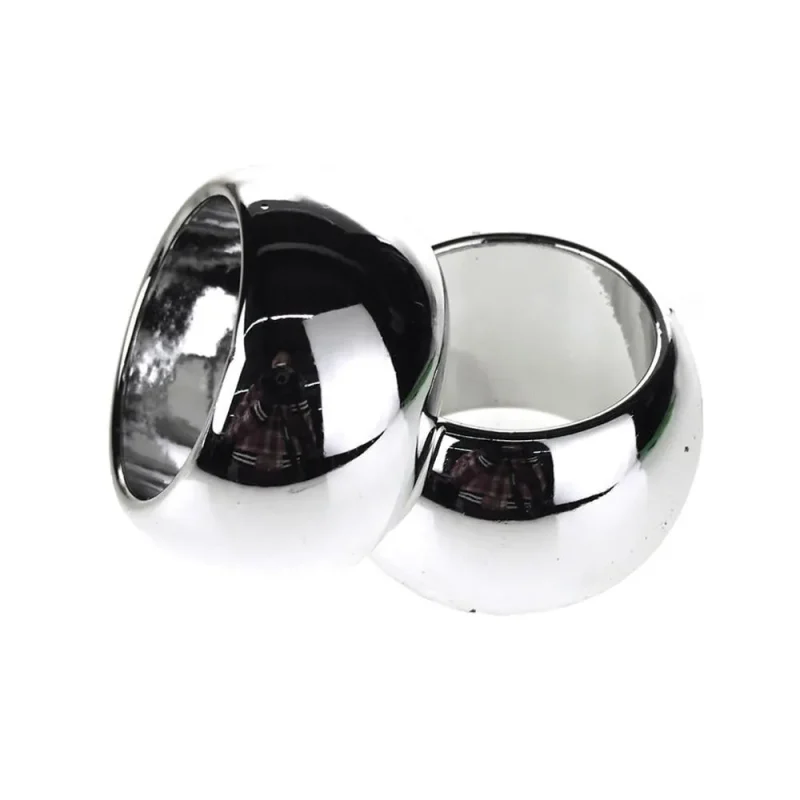 silver round plastic napkin ring holder set 6 piece