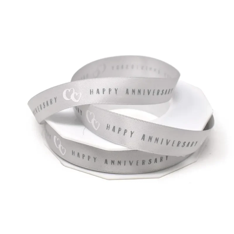 silver satin anniversary ribbon 5 8 x 20yd elegant design