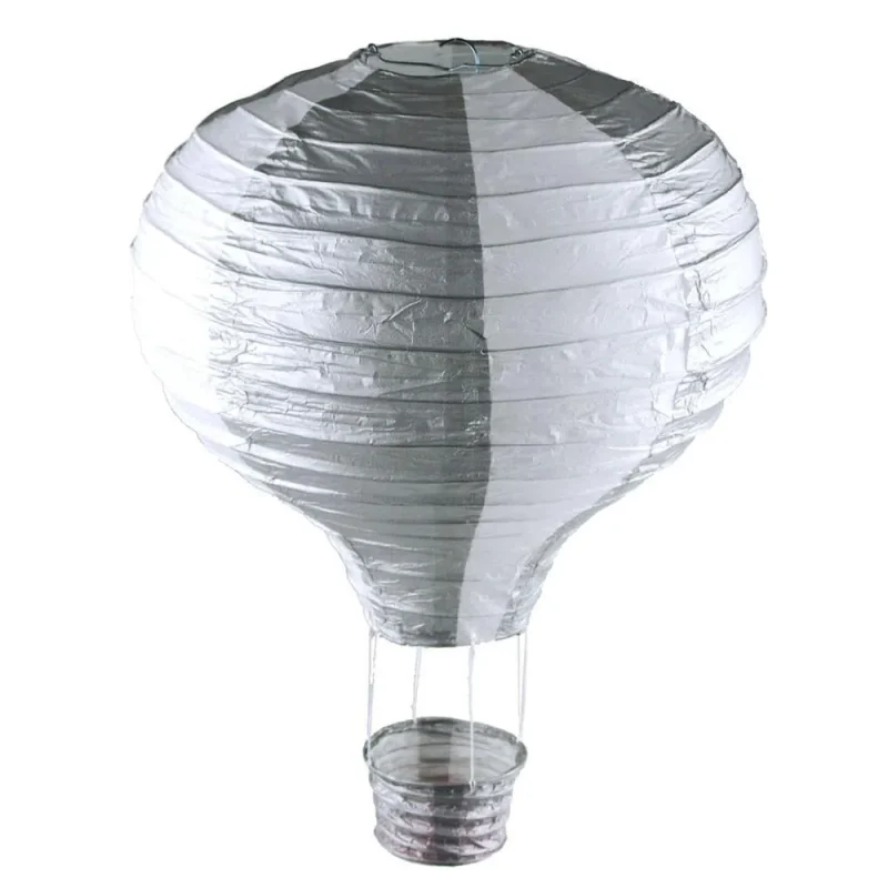 silver striped paper hot air balloon decor 15 inch hanging decoration