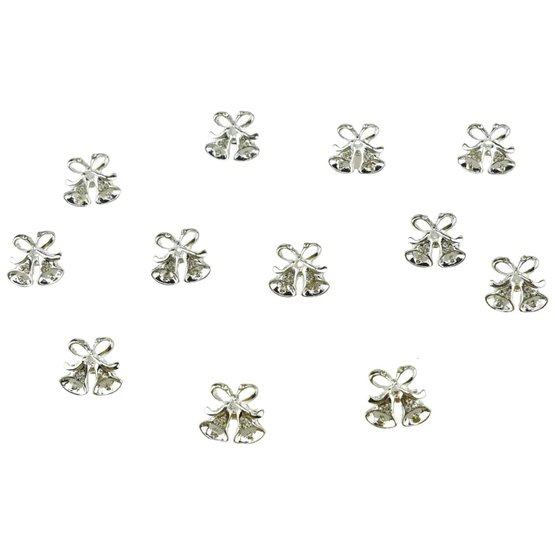 silver twin bells charm pin accents 7 8 inch 12 pack