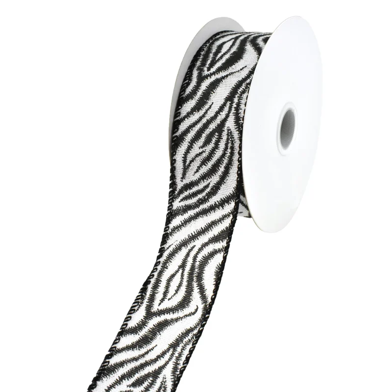 silver zebra christmas ribbon 1 5 inch x 10 yards