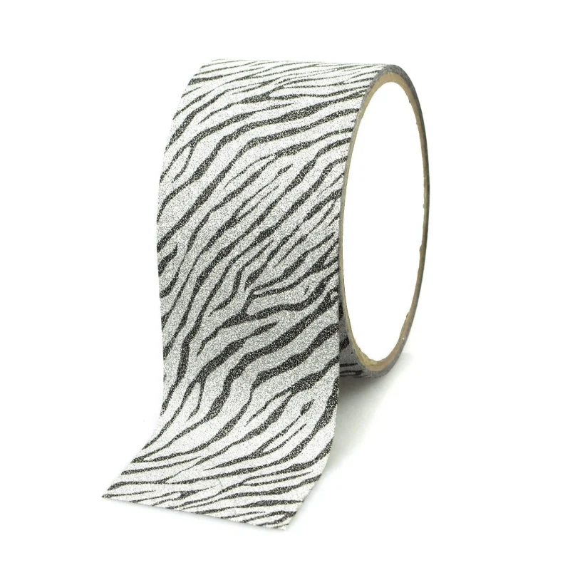 silver zebra print glitter tape 2 x 5 yards