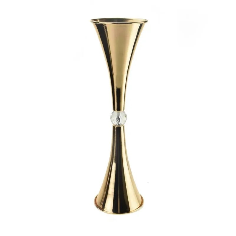 slim gold trumpet vase 21 75 inch metal