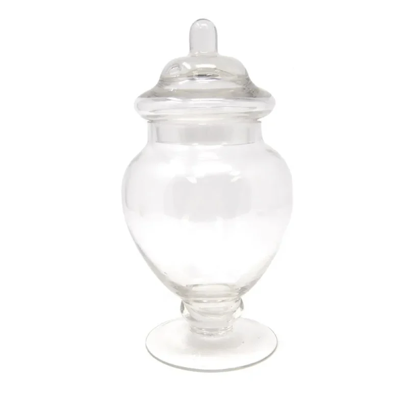 small rounded glass candy jar 8 5 inch apothecary style