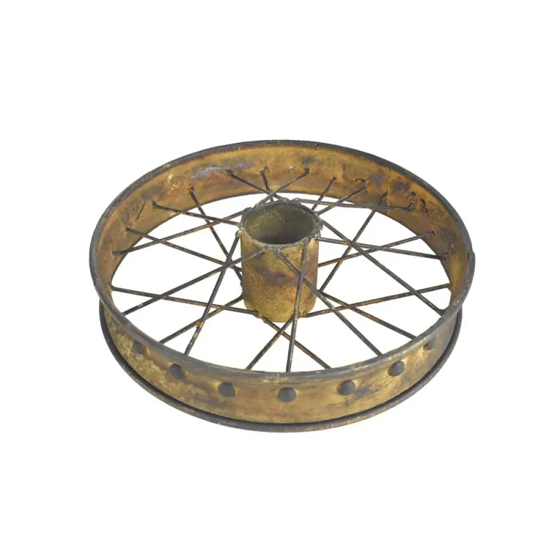 small rusty antique bike wheel 9 3 4 inch