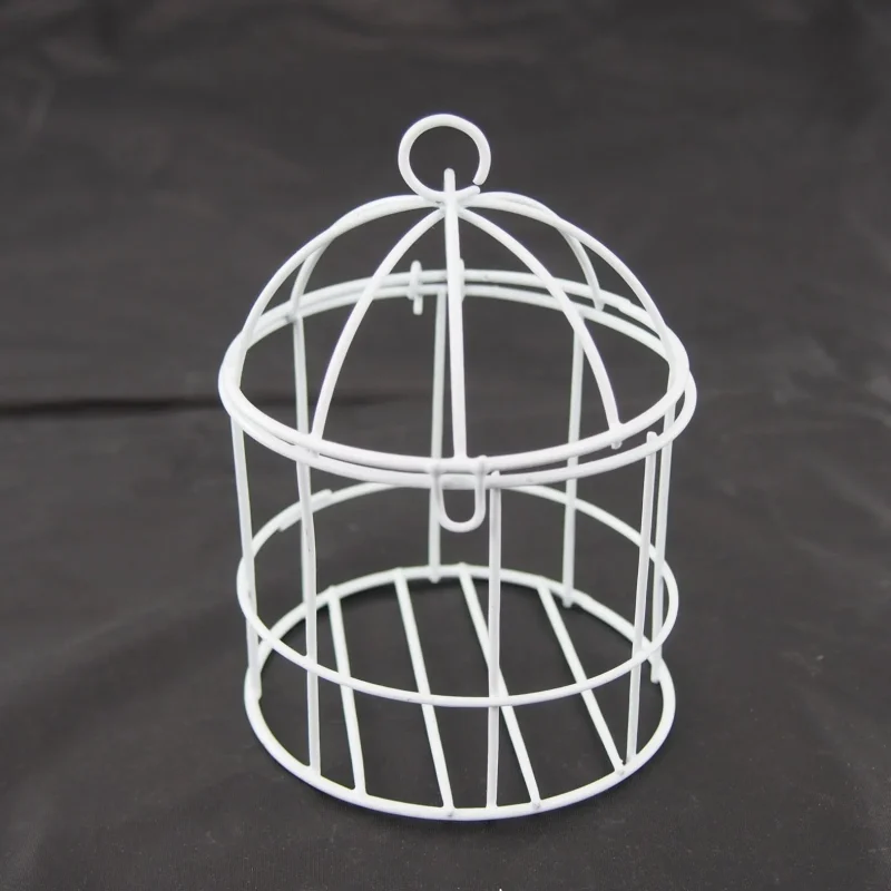 small white metal bird cage 4 inch