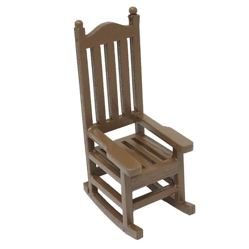 small wooden rocking chair figurine brown 2 inch