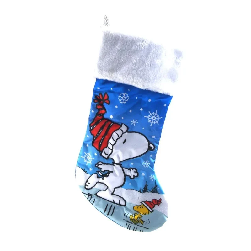 snoopy woodstock satin christmas stocking 19 inch