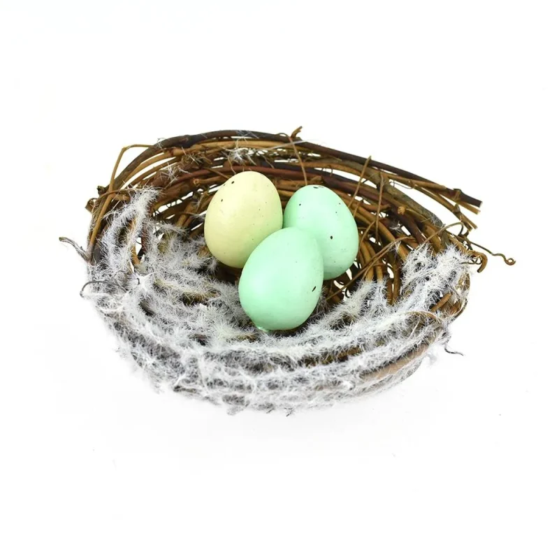 snow covered wooden bird nest decor 4 inch