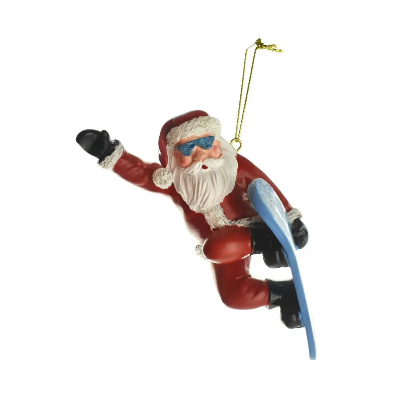 snowboarding santa resin christmas ornament 5 inch